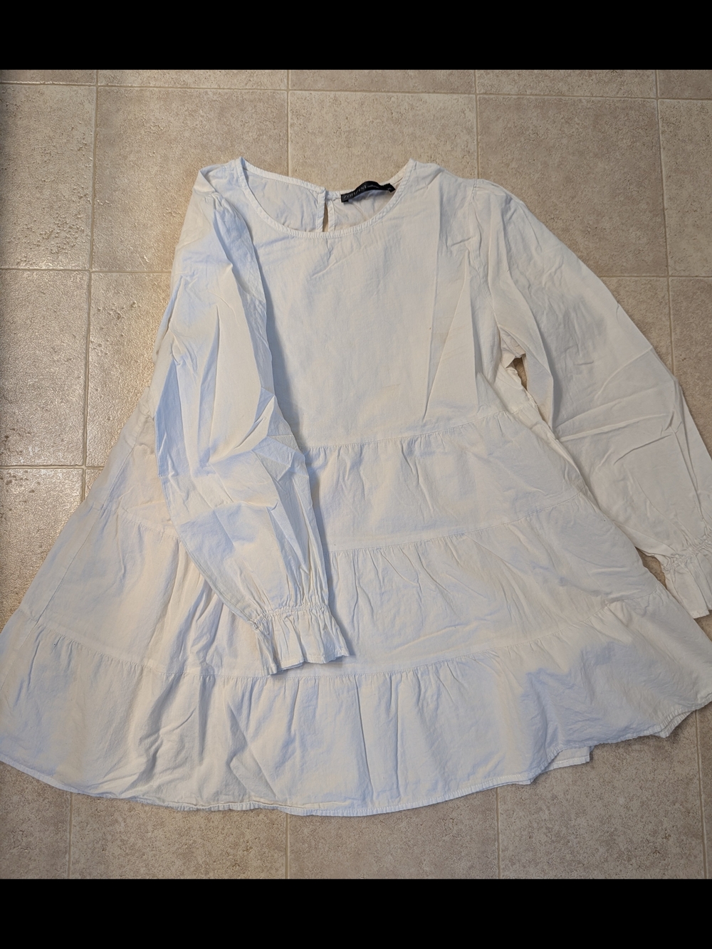Zanzea White Tiered Long Sleeve Tunic Top
